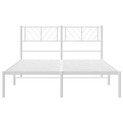 vidaXL Metal Bed Frame without Mattress with Headboard White 135x190cm