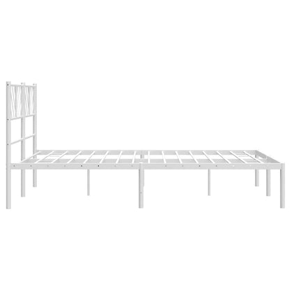 vidaXL Metal Bed Frame without Mattress with Headboard White 135x190cm