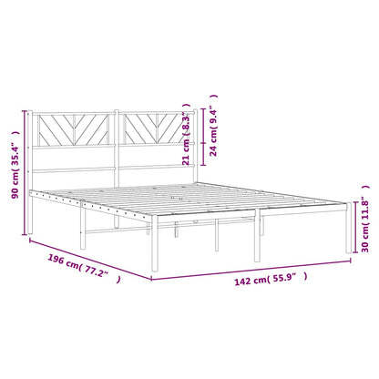 vidaXL Metal Bed Frame without Mattress with Headboard White 135x190cm