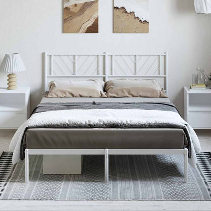 vidaXL Metal Bed Frame without Mattress with Headboard White 135x190cm