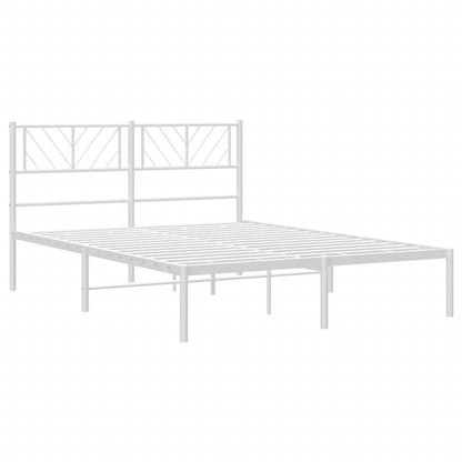vidaXL Metal Bed Frame without Mattress with Headboard White 140x200cm