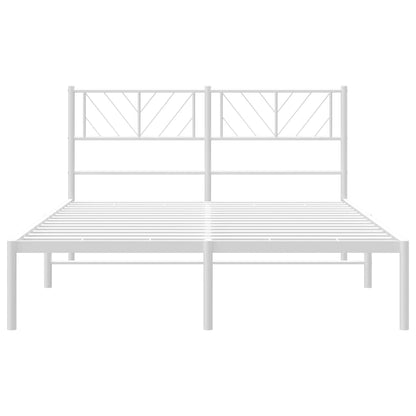 vidaXL Metal Bed Frame without Mattress with Headboard White 140x200cm