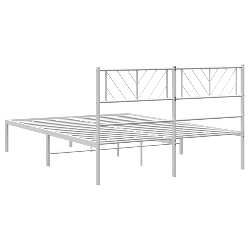 vidaXL Metal Bed Frame without Mattress with Headboard White 140x200cm