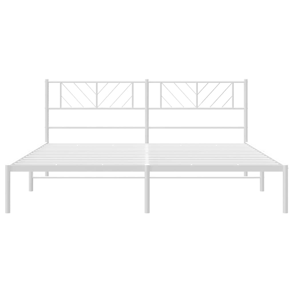 vidaXL Metal Bed Frame without Mattress with Headboard White 183x213cm