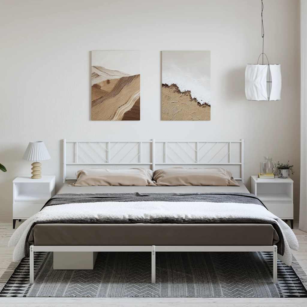 vidaXL Metal Bed Frame without Mattress with Headboard White 183x213cm