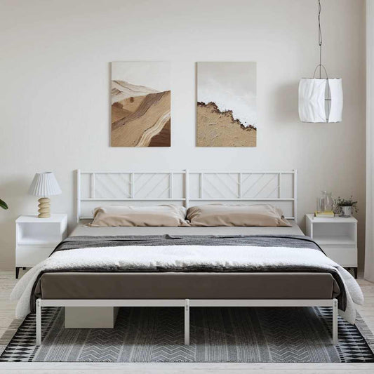 vidaXL Metal Bed Frame without Mattress with Headboard White 183x213cm
