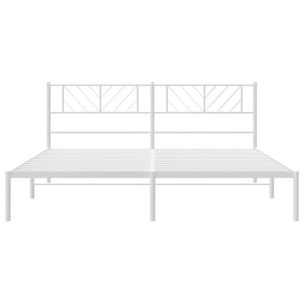 vidaXL Metal Bed Frame without Mattress with Headboard White 193x203cm