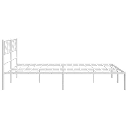 vidaXL Metal Bed Frame without Mattress with Headboard White 193x203cm