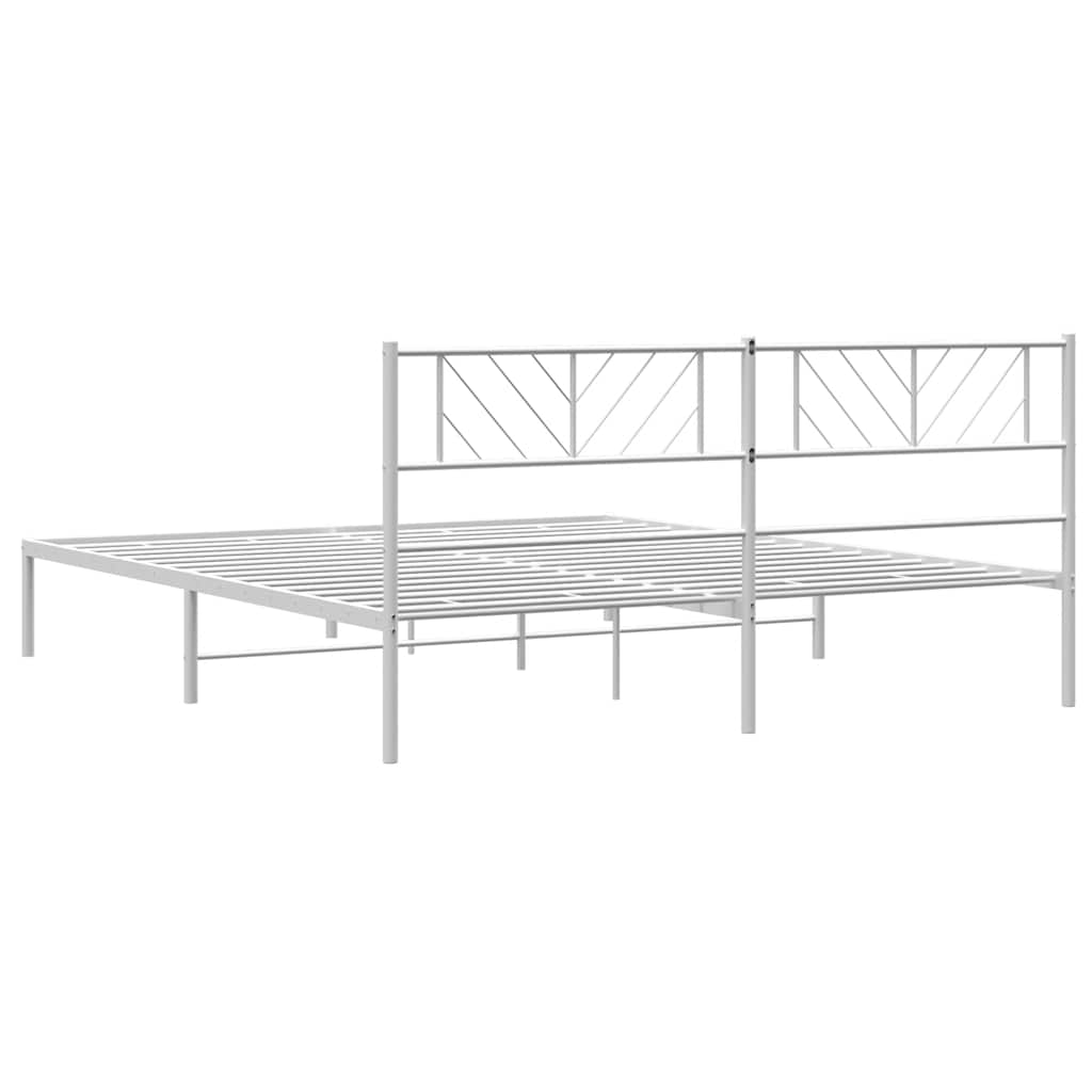 vidaXL Metal Bed Frame without Mattress with Headboard White 193x203cm