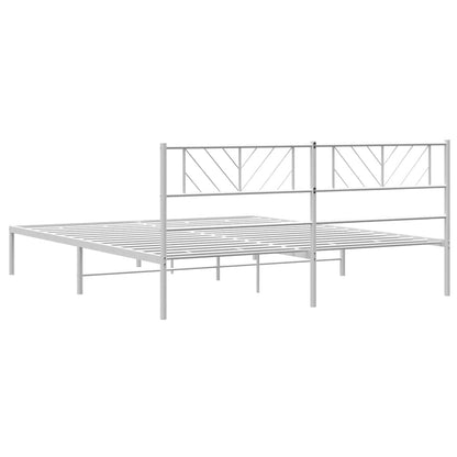 vidaXL Metal Bed Frame without Mattress with Headboard White 193x203cm