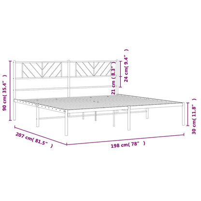 vidaXL Metal Bed Frame without Mattress with Headboard White 193x203cm