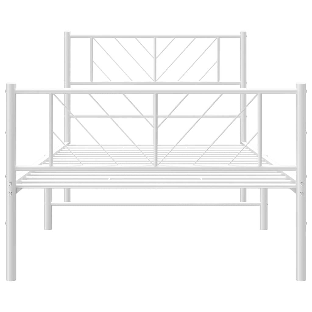 vidaXL Metal Bed Frame without Mattress with Footboard White 100x190cm