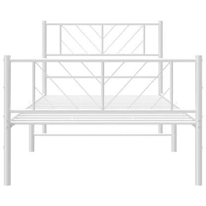vidaXL Metal Bed Frame without Mattress with Footboard White 100x190cm