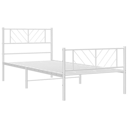 vidaXL Metal Bed Frame without Mattress with Footboard White 107x203cm