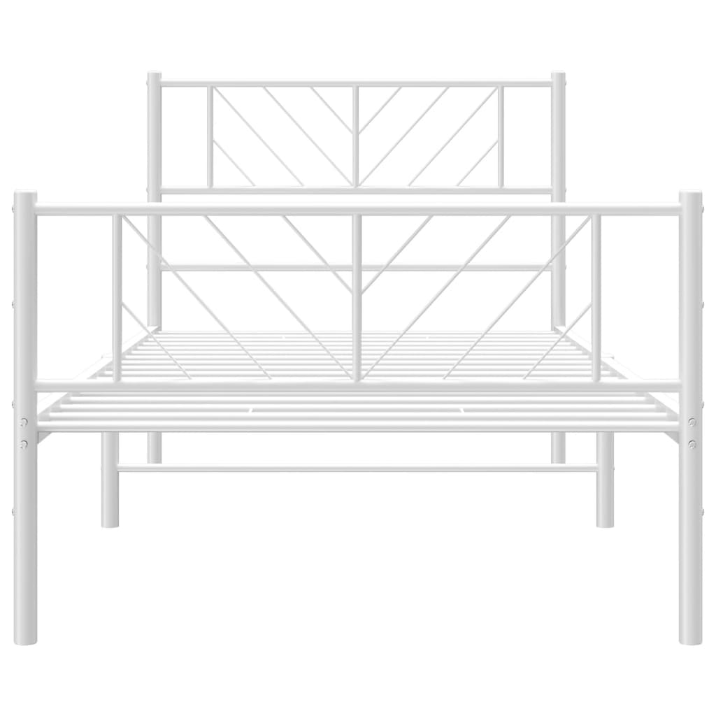 vidaXL Metal Bed Frame without Mattress with Footboard White 107x203cm
