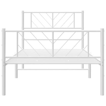 vidaXL Metal Bed Frame without Mattress with Footboard White 107x203cm
