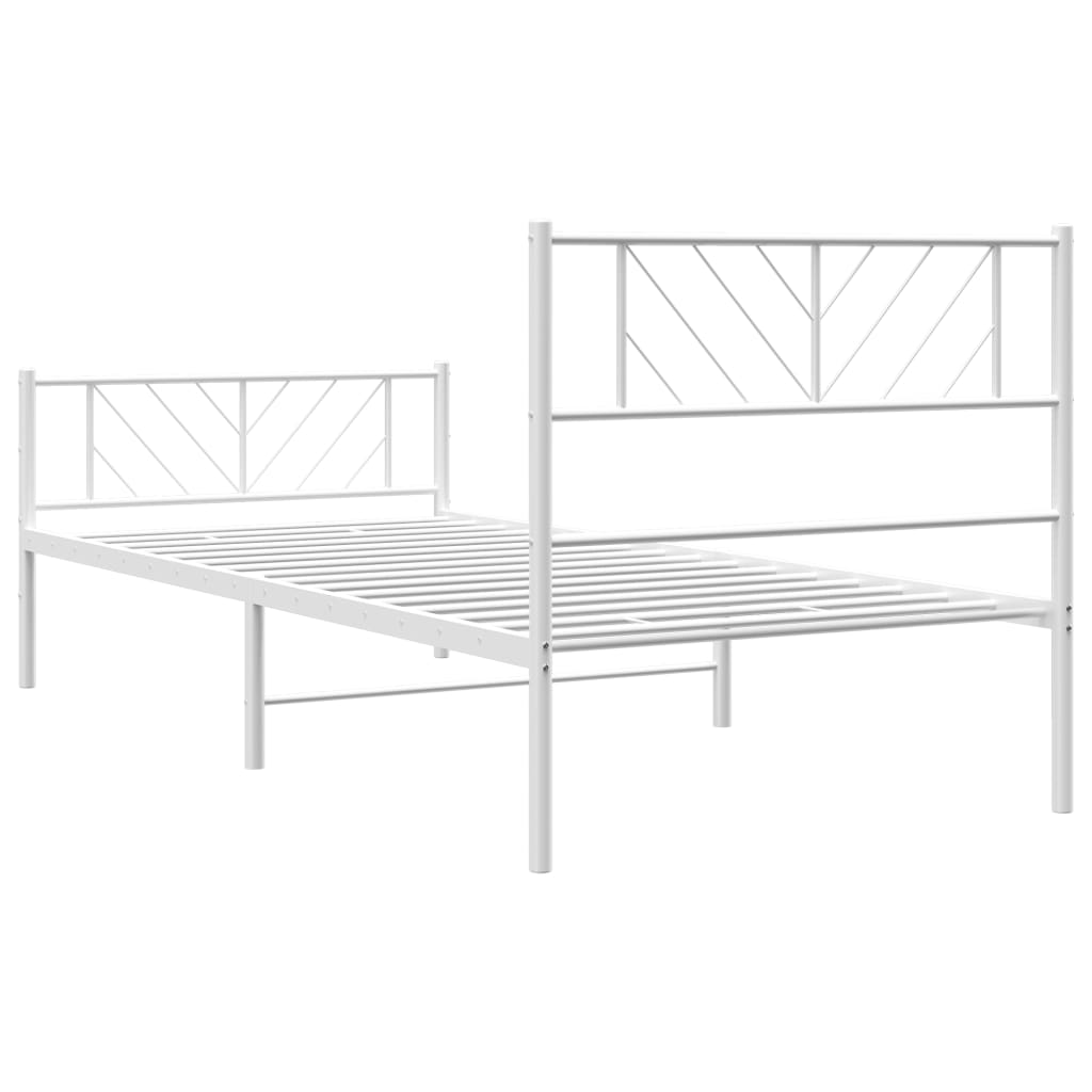 vidaXL Metal Bed Frame without Mattress with Footboard White 107x203cm
