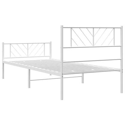 vidaXL Metal Bed Frame without Mattress with Footboard White 107x203cm