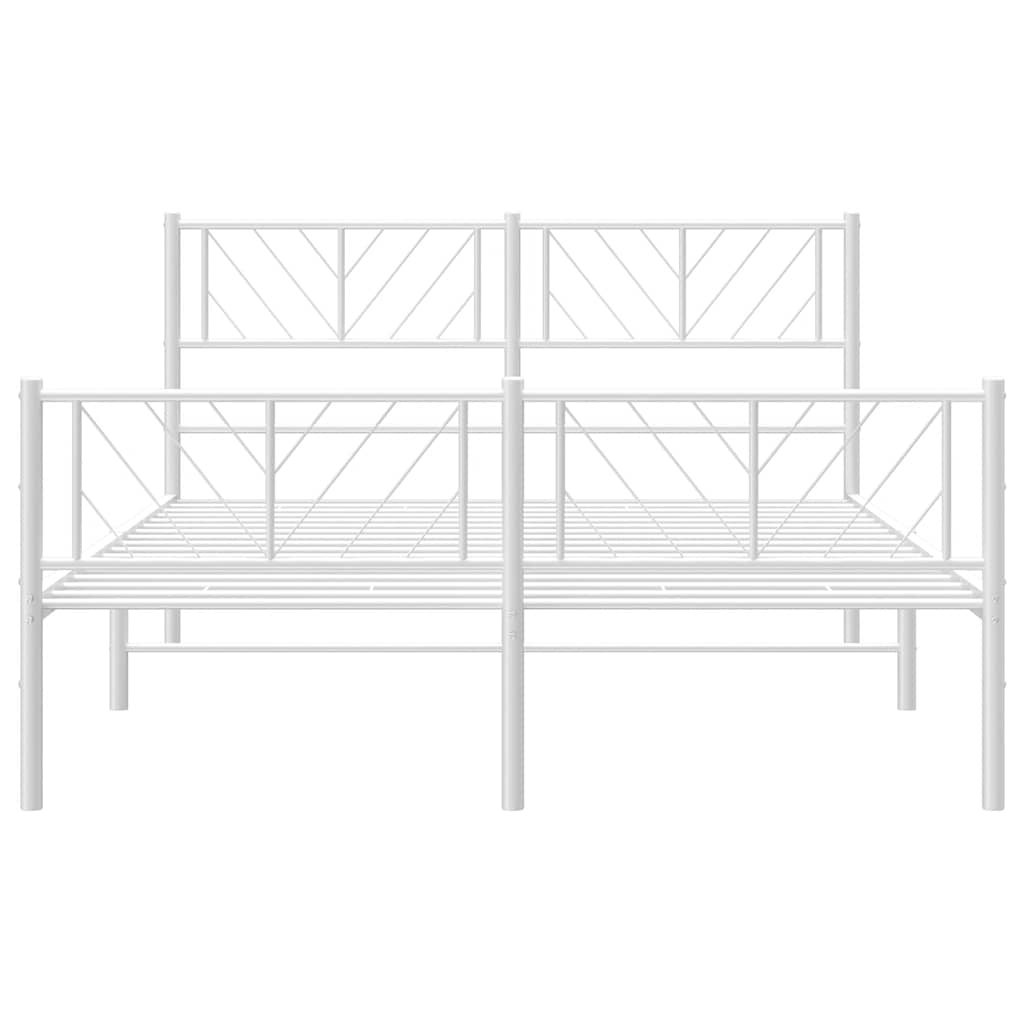 vidaXL Metal Bed Frame without Mattress with Footboard White 135x190cm
