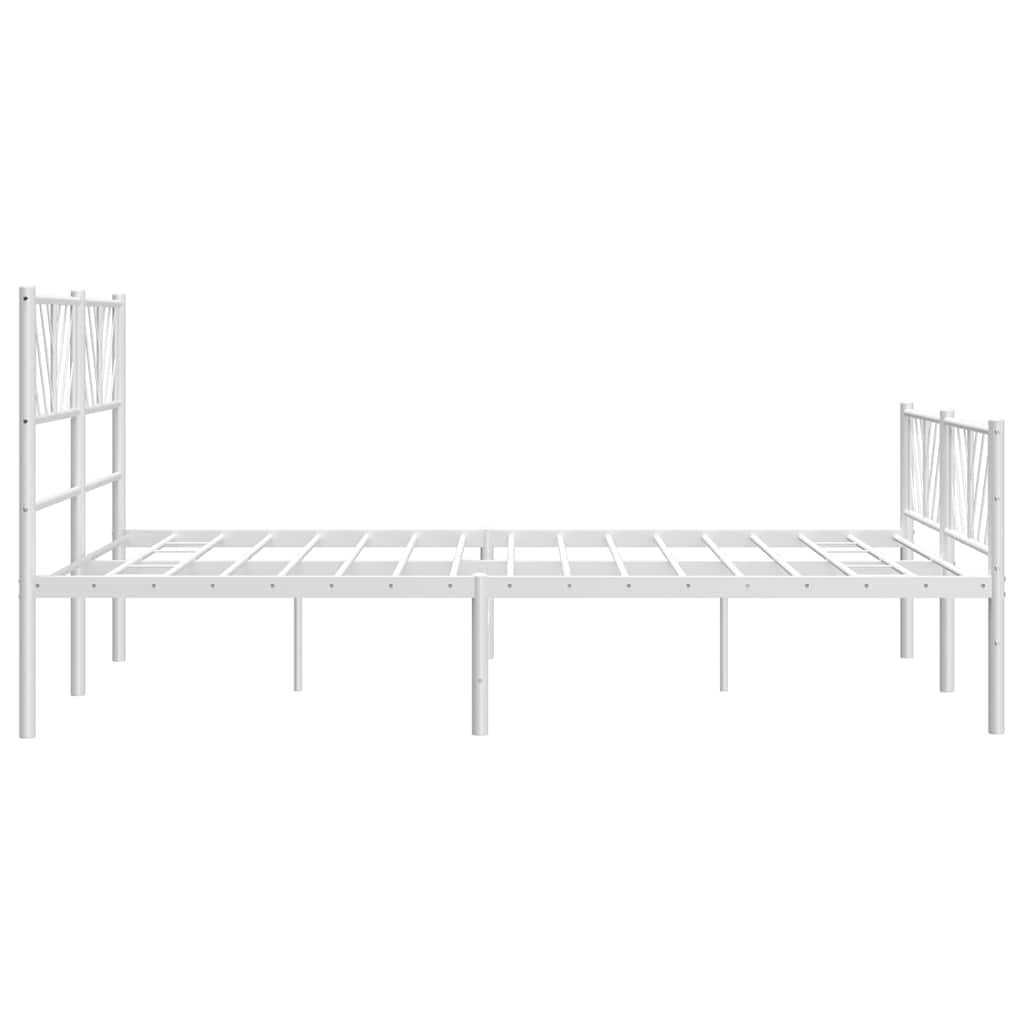 vidaXL Metal Bed Frame without Mattress with Footboard White 135x190cm