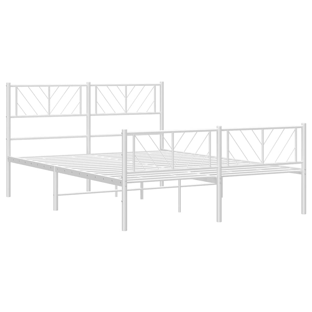 vidaXL Metal Bed Frame without Mattress with Footboard White 150x200cm