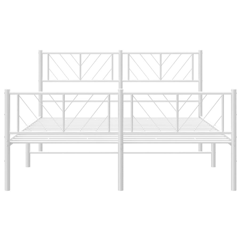 vidaXL Metal Bed Frame without Mattress with Footboard White 150x200cm