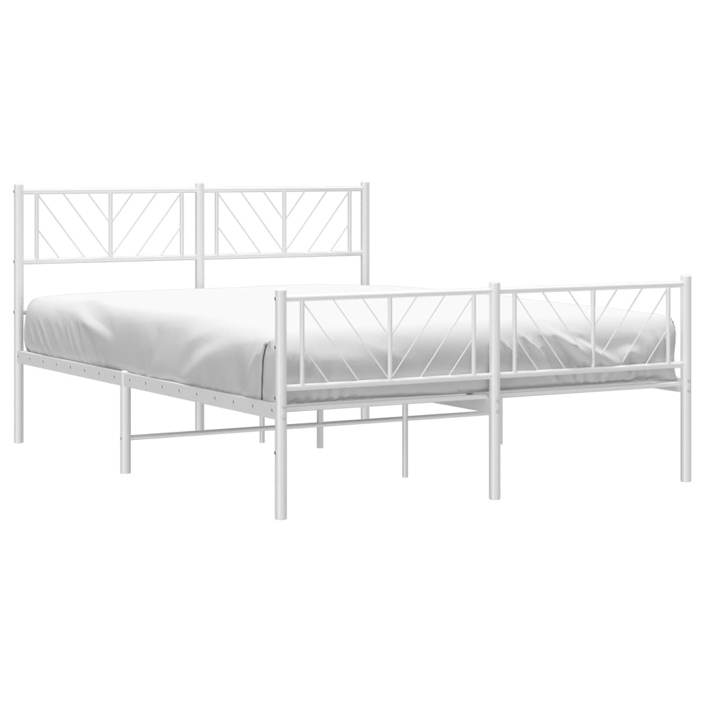 vidaXL Metal Bed Frame without Mattress with Footboard White 160x200cm
