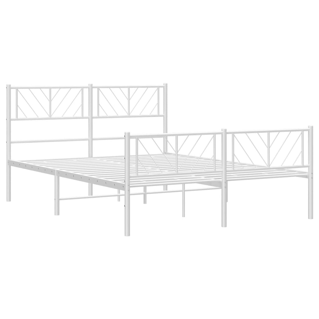 vidaXL Metal Bed Frame without Mattress with Footboard White 160x200cm