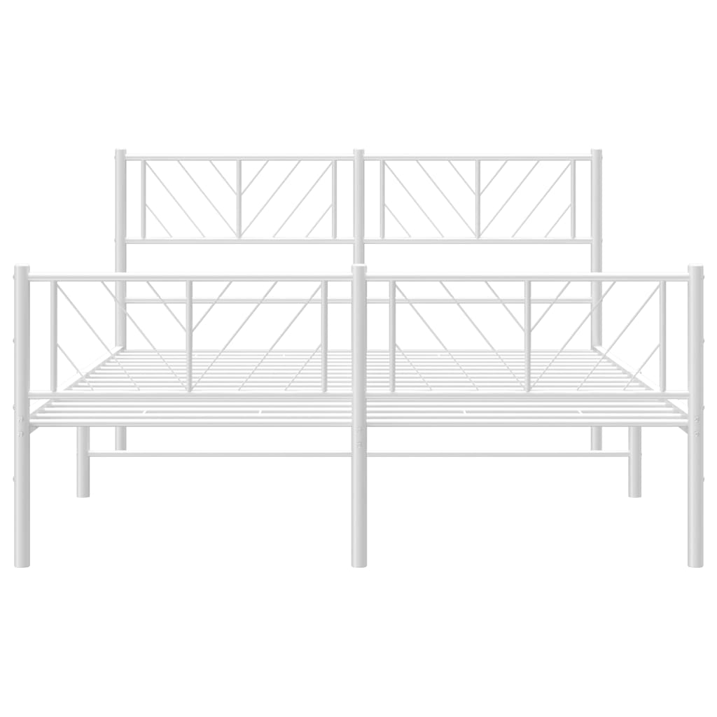 vidaXL Metal Bed Frame without Mattress with Footboard White 160x200cm