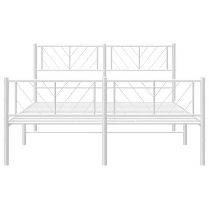 vidaXL Metal Bed Frame without Mattress with Footboard White 160x200cm