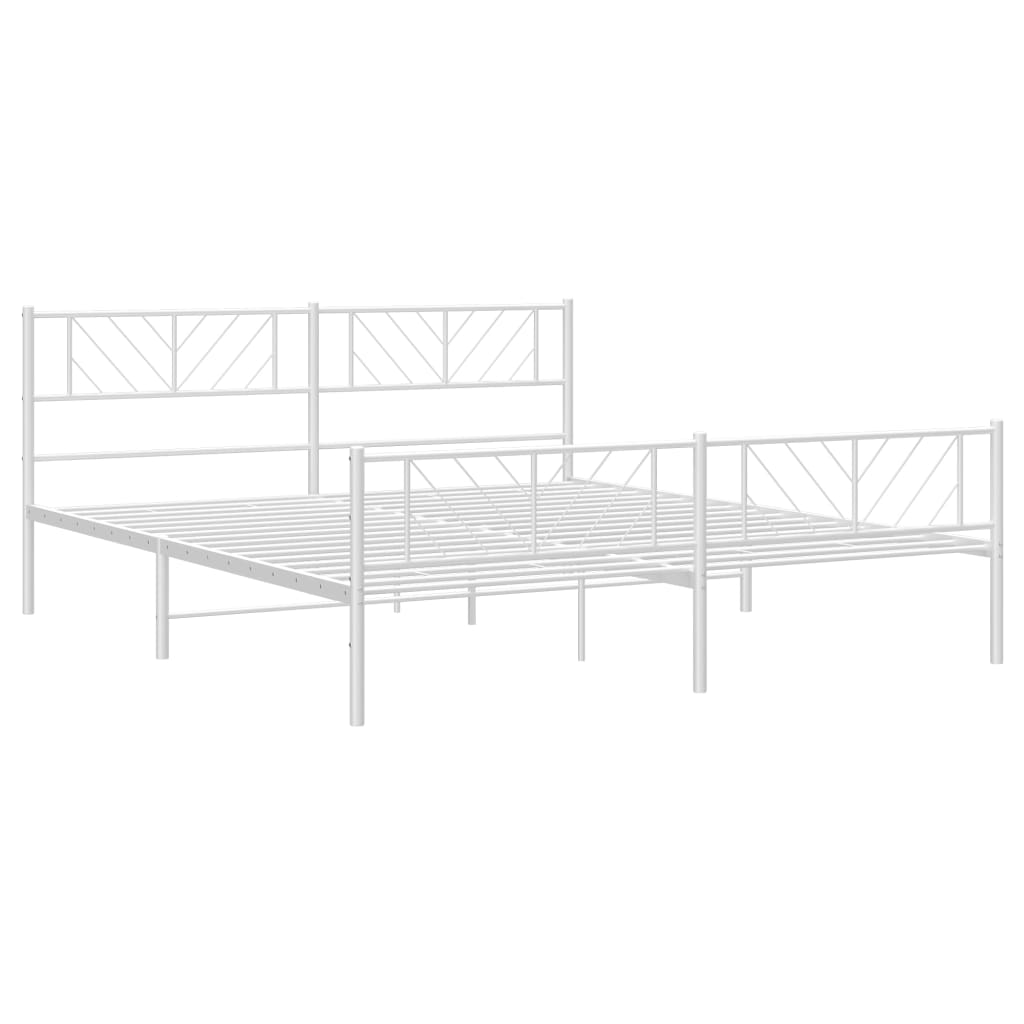 vidaXL Metal Bed Frame without Mattress with Footboard White 180x200cm