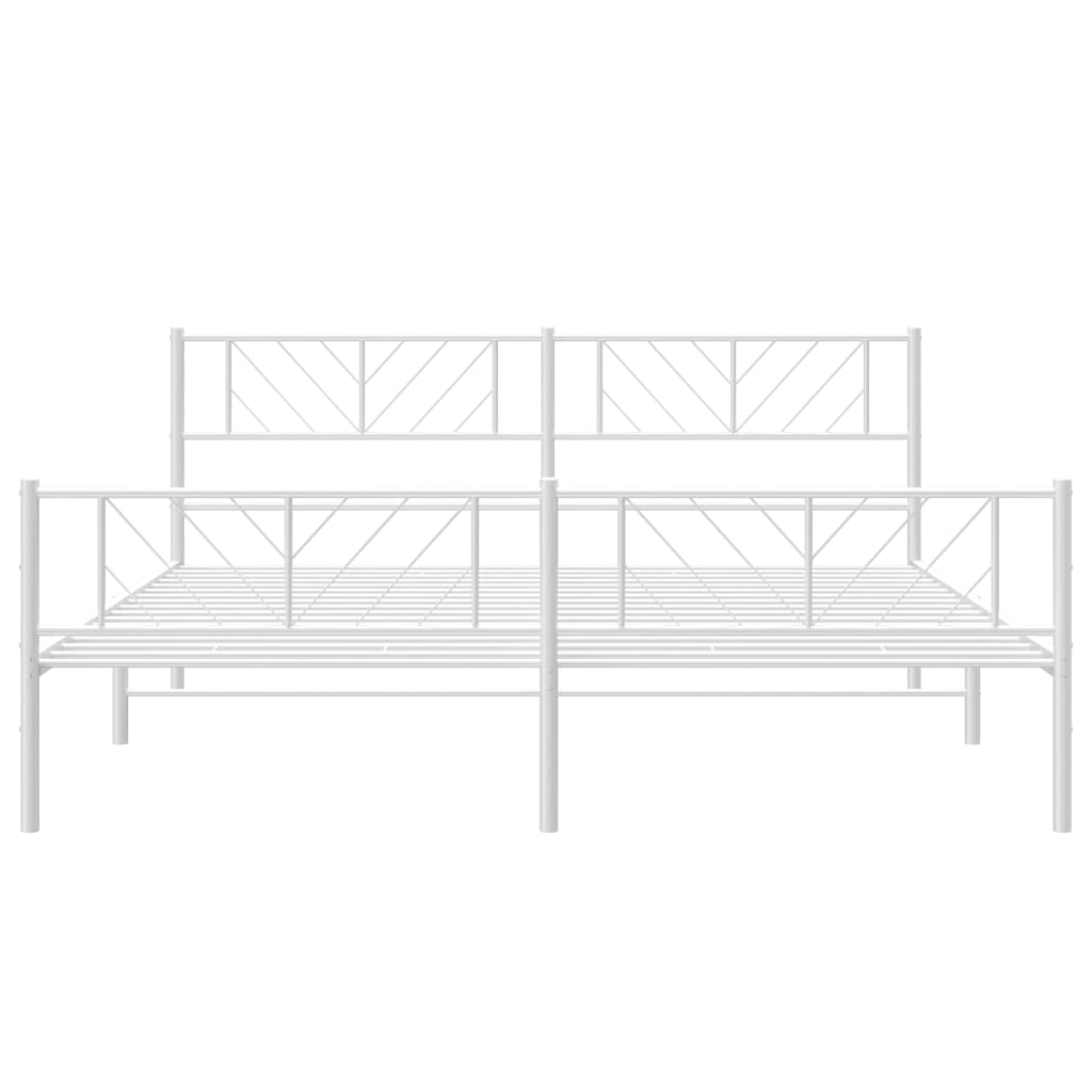vidaXL Metal Bed Frame without Mattress with Footboard White 180x200cm