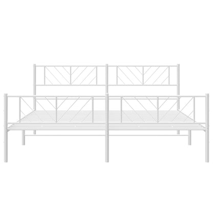 vidaXL Metal Bed Frame without Mattress with Footboard White 180x200cm