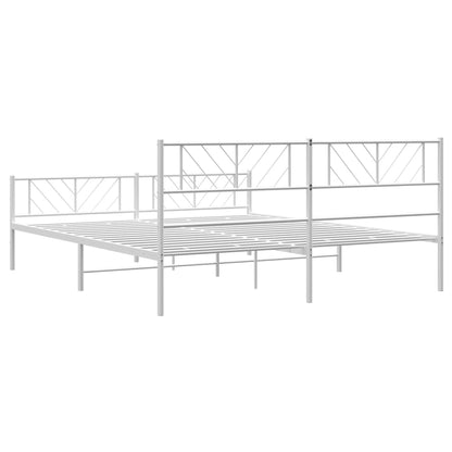 vidaXL Metal Bed Frame without Mattress with Footboard White 180x200cm