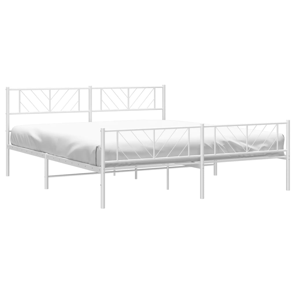 vidaXL Metal Bed Frame without Mattress with Footboard White 183x213cm