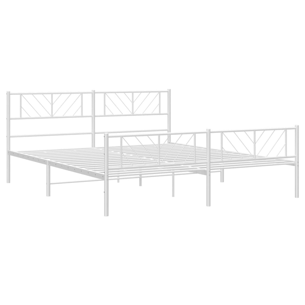vidaXL Metal Bed Frame without Mattress with Footboard White 183x213cm