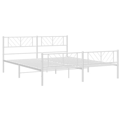 vidaXL Metal Bed Frame without Mattress with Footboard White 183x213cm