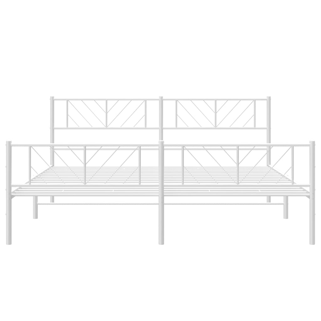 vidaXL Metal Bed Frame without Mattress with Footboard White 183x213cm