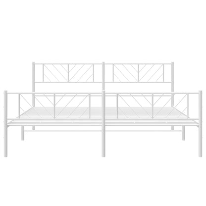 vidaXL Metal Bed Frame without Mattress with Footboard White 183x213cm