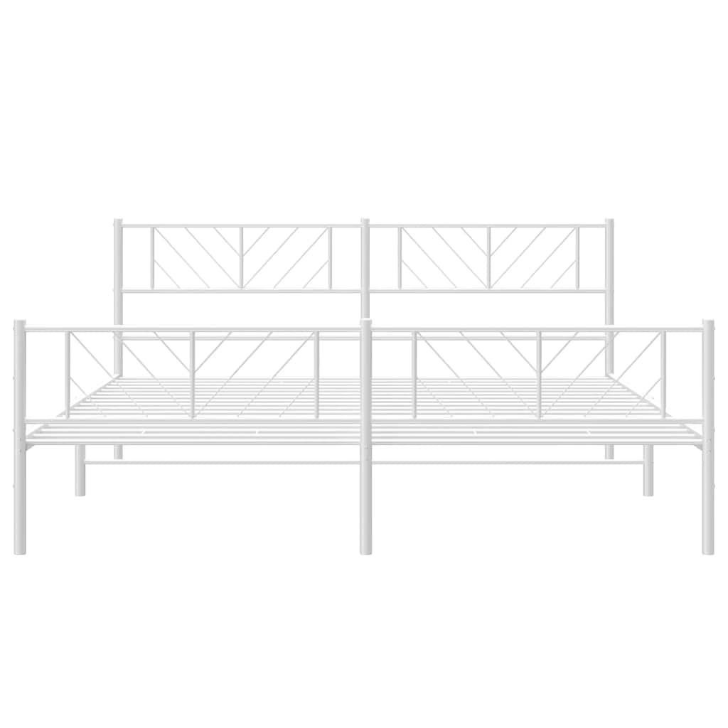 vidaXL Metal Bed Frame without Mattress with Footboard White 193x203cm