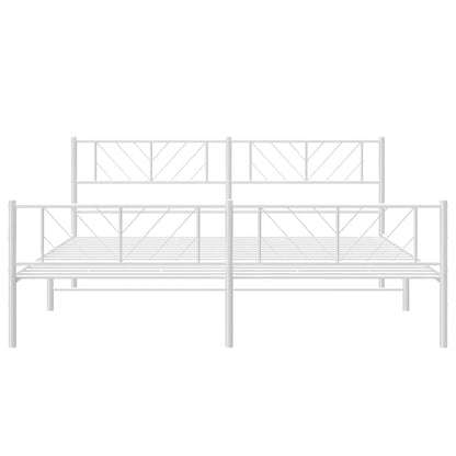 vidaXL Metal Bed Frame without Mattress with Footboard White 193x203cm