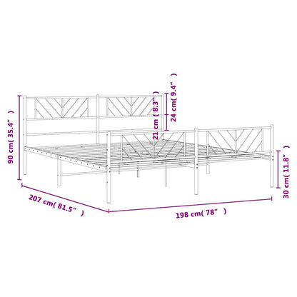 vidaXL Metal Bed Frame without Mattress with Footboard White 193x203cm