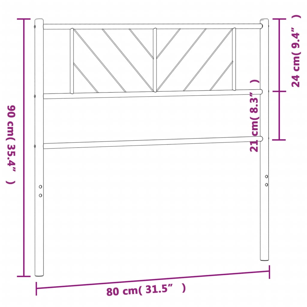 vidaXL Metal Replace Headboard White 75 cm