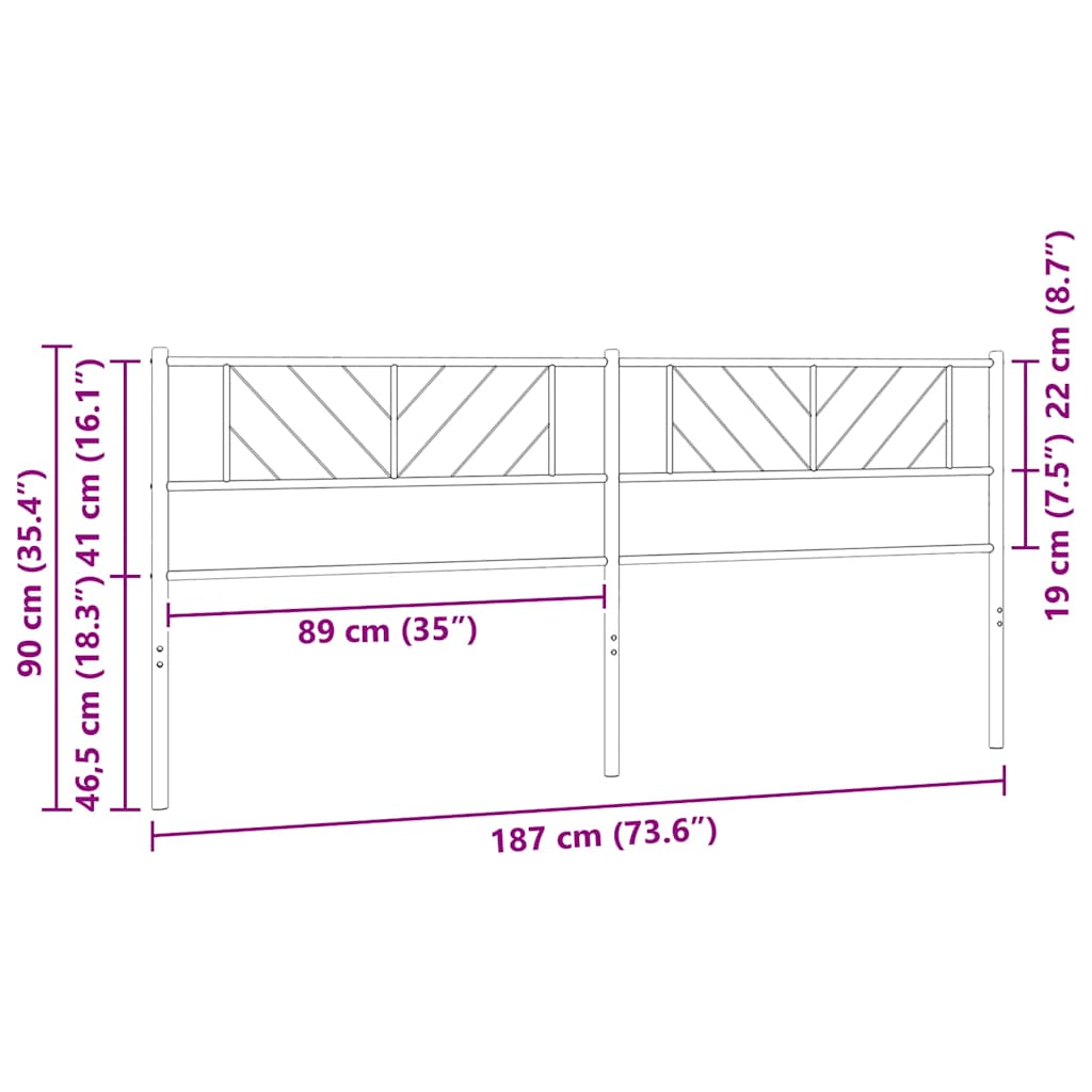 vidaXL Metal Replace Headboard White 180 cm