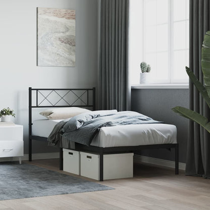 vidaXL Metal Bed Frame without Mattress with Headboard Black 80x200cm