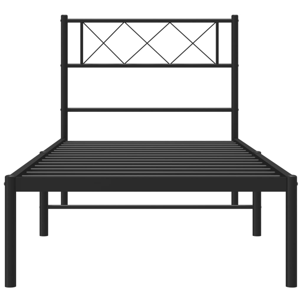 vidaXL Metal Bed Frame without Mattress with Headboard Black 90x200cm