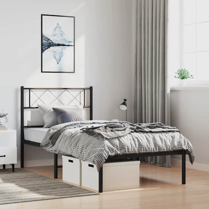 vidaXL Metal Bed Frame without Mattress with Headboard Black 100x200cm