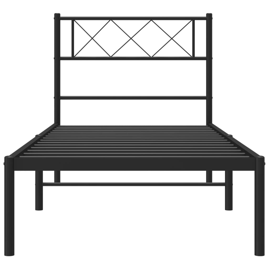 vidaXL Metal Bed Frame without Mattress with Headboard Black 107x203cm