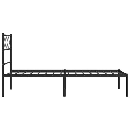 vidaXL Metal Bed Frame without Mattress with Headboard Black 107x203cm