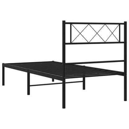 vidaXL Metal Bed Frame without Mattress with Headboard Black 107x203cm
